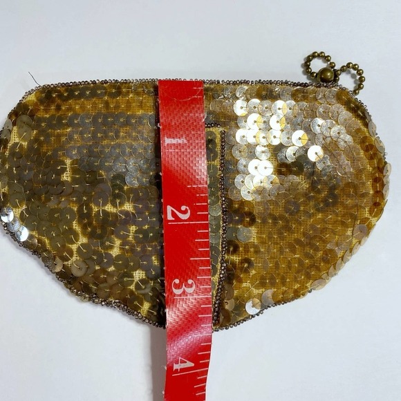 Gorgeous Vintage 1930s Gold Sequin Beaded Zip Clutch w/ Square Mirror Rare Glam - Picture 9 of 9
